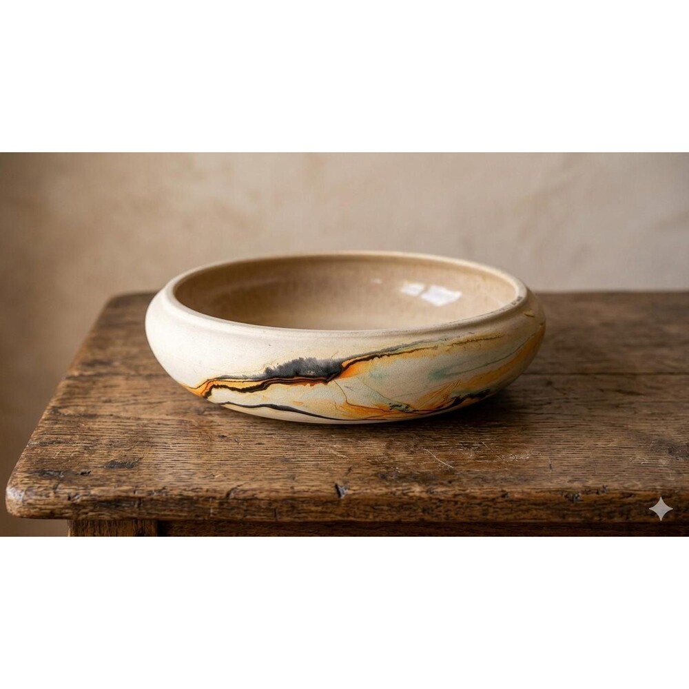 Nemadji Art Pottery Marbled Swirl Bowl